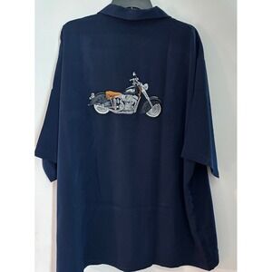 Dragonfly motorcycle Shirt XX Navy Blue Short Sleeve Embroidery